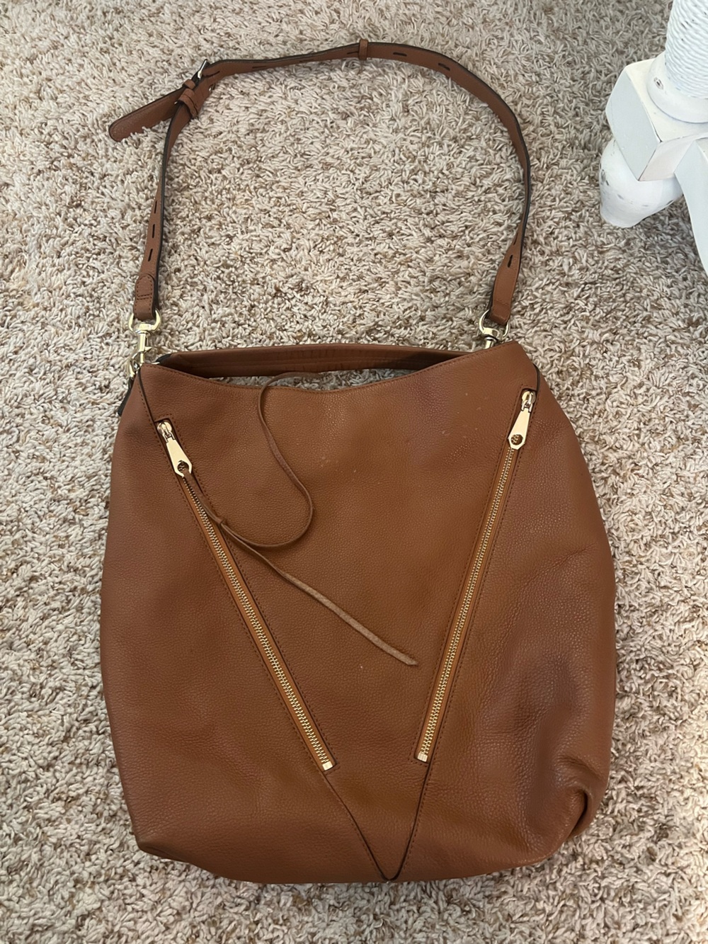 brown pebbled leather Rebecca Minkoff Moto Hobo/shoulder bag